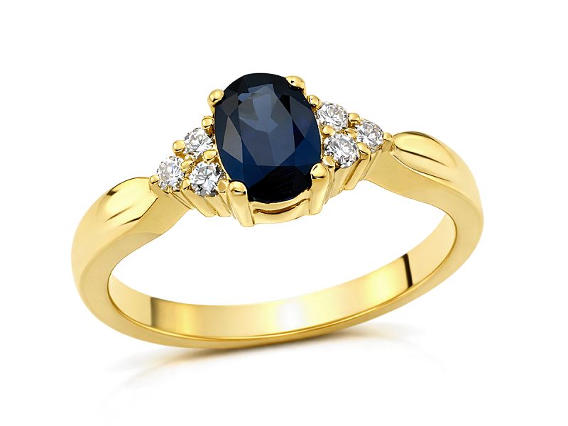 Pierścionek z szafirem i brylantami - jg314szafir - 1