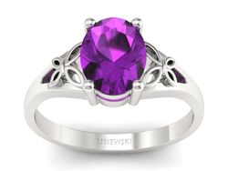 Złoty pierścionek z ametystem białe złoto - jg347bat