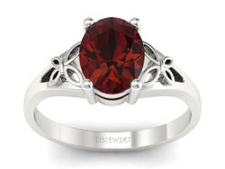 Złoty pierścionek z granatem białe złoto - jg347bgr