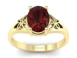 Złoty pierścionek z granatem żółte złoto - jg347zgr