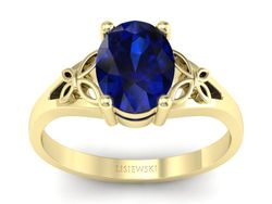 Złoty pierścionek z szafirem żółte złoto - jg347zsz