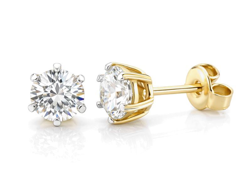 Złote kolczyki rodowane z brylantami - K15013z - 1