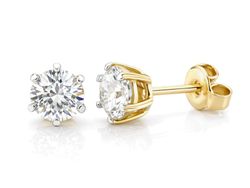 Złote kolczyki rodowane z brylantami - K15013z