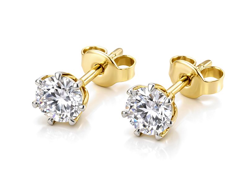 Złote kolczyki rodowane z brylantami - K15013z - 2