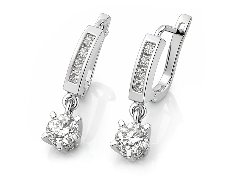 Złote kolczyki z diamentami białe złoto - K15095B - 1