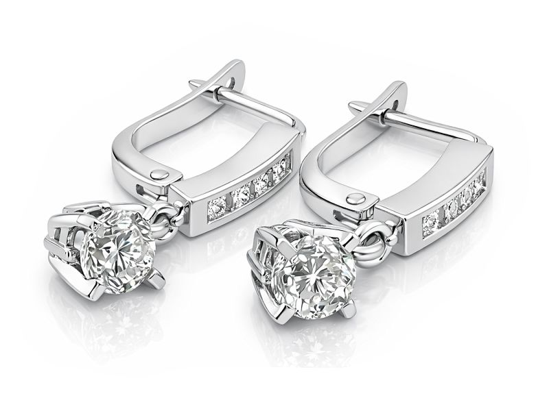 Złote kolczyki z diamentami białe złoto - K15095B - 3