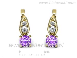 Kolczyki z ametystami i brylantami żółte złoto