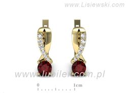 Kolczyki żółte złoto z granatami i brylantami - K15361zgr