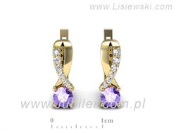 Kolczyki z tanzanitami i brylantami żółte złoto - K15361zt