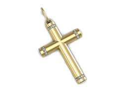 Krzyżyk z brylantami żółte złoto próba 585 - M15155z