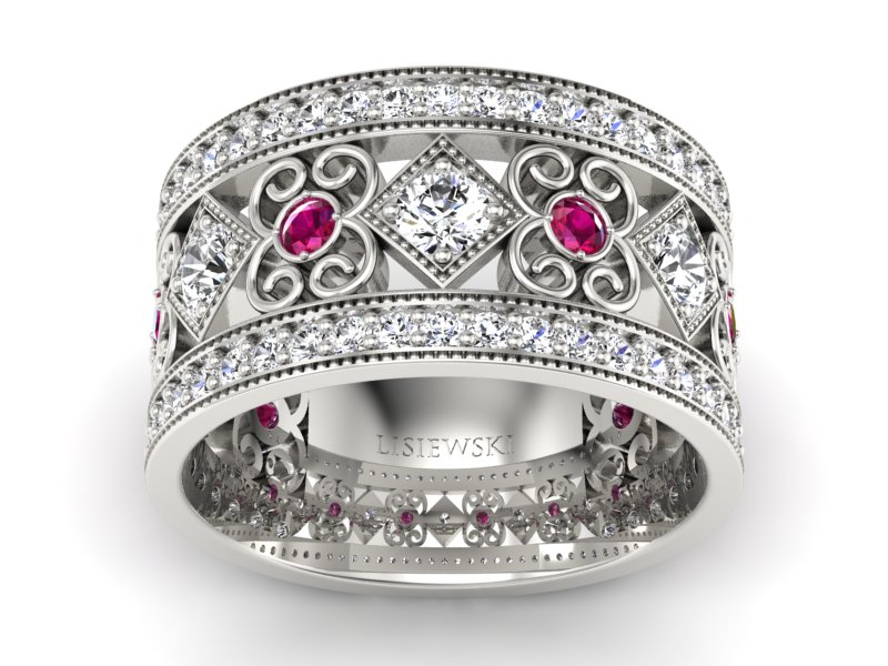 Obrączka z brylantami i rubinami - OB_P15022brub - 1