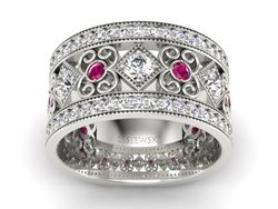 Obrączka z brylantami i rubinami - OB_P15022brub