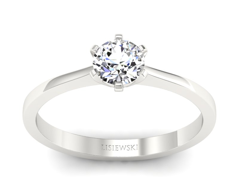 Złoty pierścionek z brylantem białe złoto - P15003b - 1