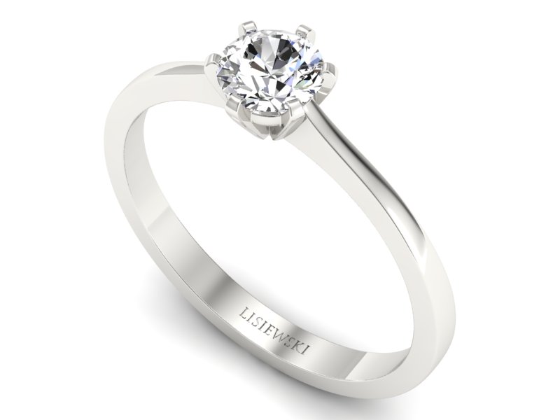 Złoty pierścionek z brylantem białe złoto - P15003b - 3