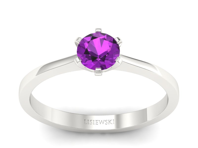 Złoty pierścionek z ametystem białe złoto - p15003bat - 1