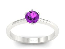 Złoty pierścionek z ametystem białe złoto - p15003bat