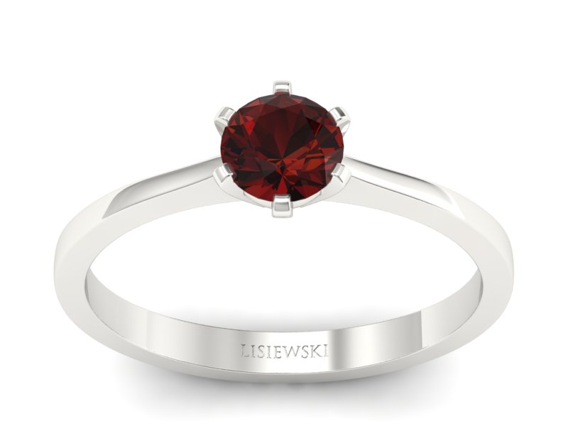 Złoty pierścionek z granatem białe złoto - p15003bgr - 1