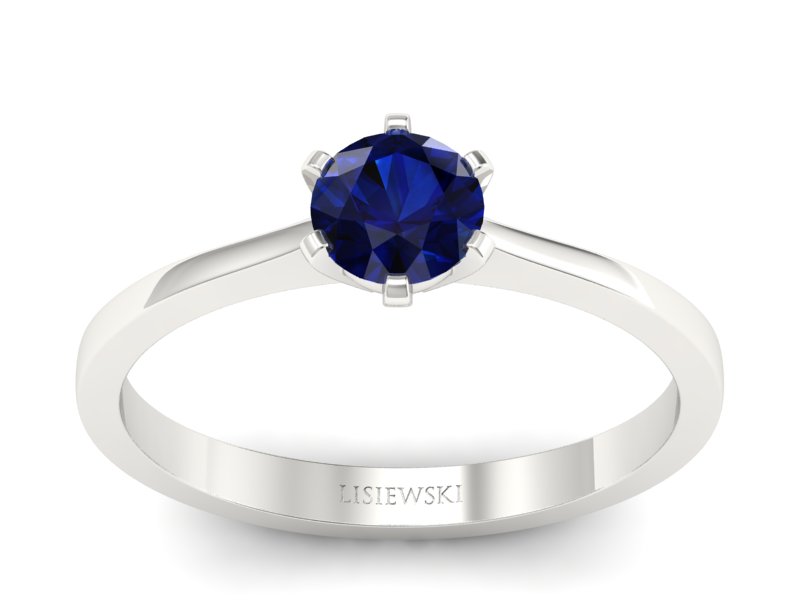 Złoty pierścionek z szafirem białe złoto - p15003bsz - 1