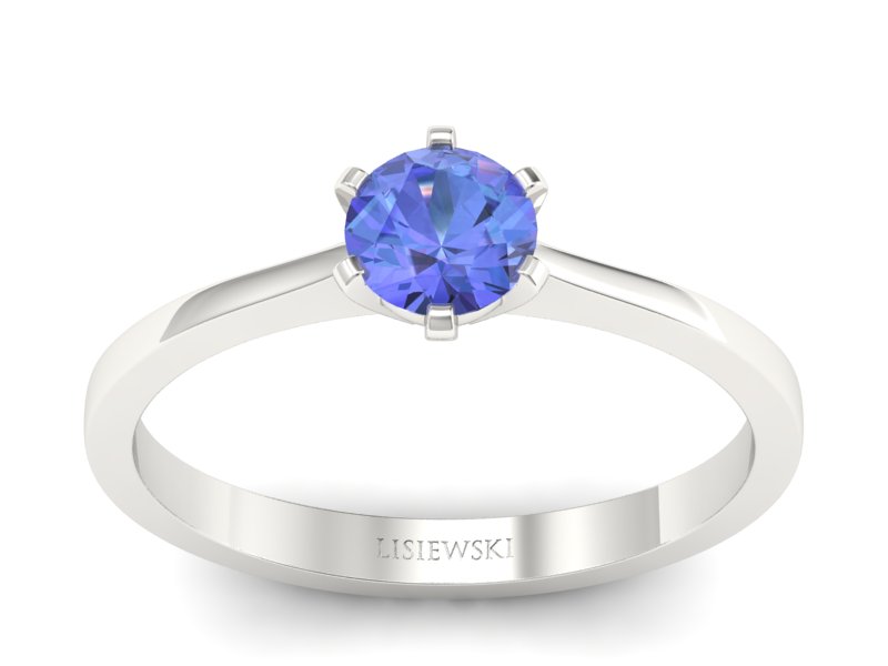 Złoty pierścionek z tanzanitem białe złoto - p15003bt - 1