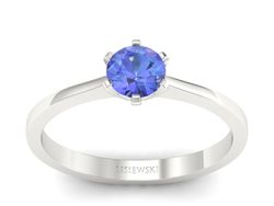 Złoty pierścionek z tanzanitem białe złoto - p15003bt