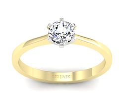 Pierścionek z brylantem z białego i żółtego złota - P15003bz