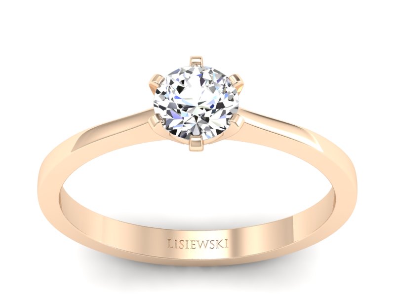 Złoty pierścionek z brylantem różowe złoto - p15003c - 1