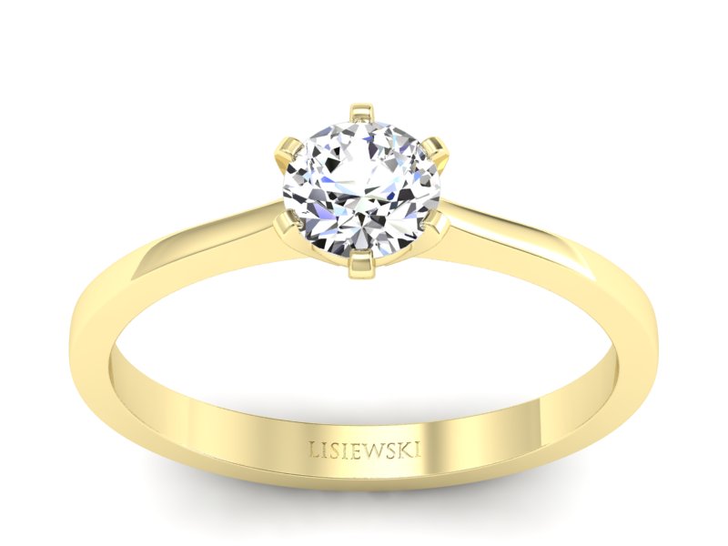 Złoty pierścionek z brylantem żółte złoto - P15003z - 1