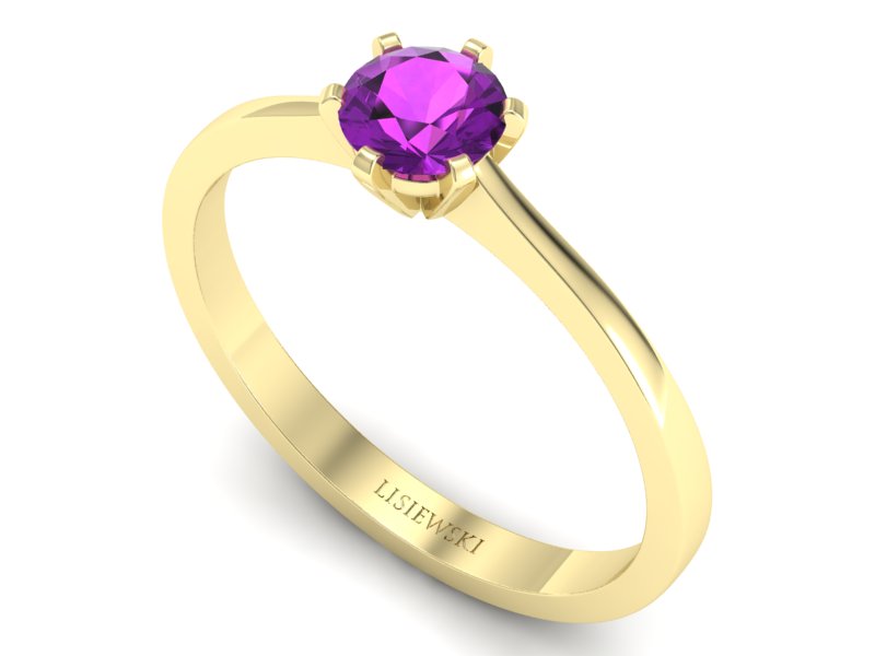 Złoty pierścionek z ametystem żółte złoto - p15003zat - 3