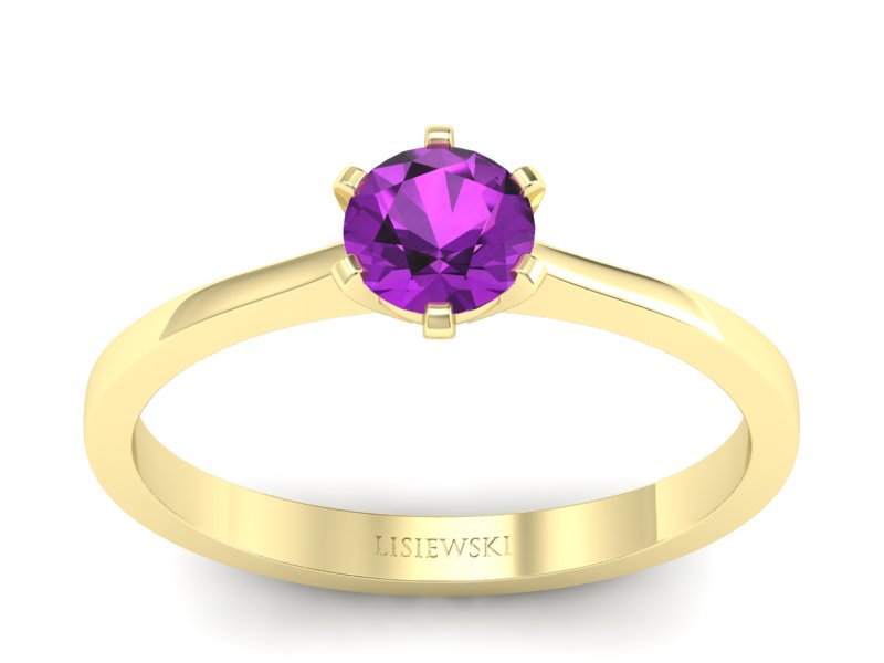 Złoty pierścionek z ametystem żółte złoto - p15003zat - 1