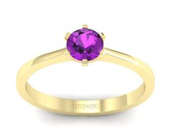 Złoty pierścionek z ametystem żółte złoto - p15003zat