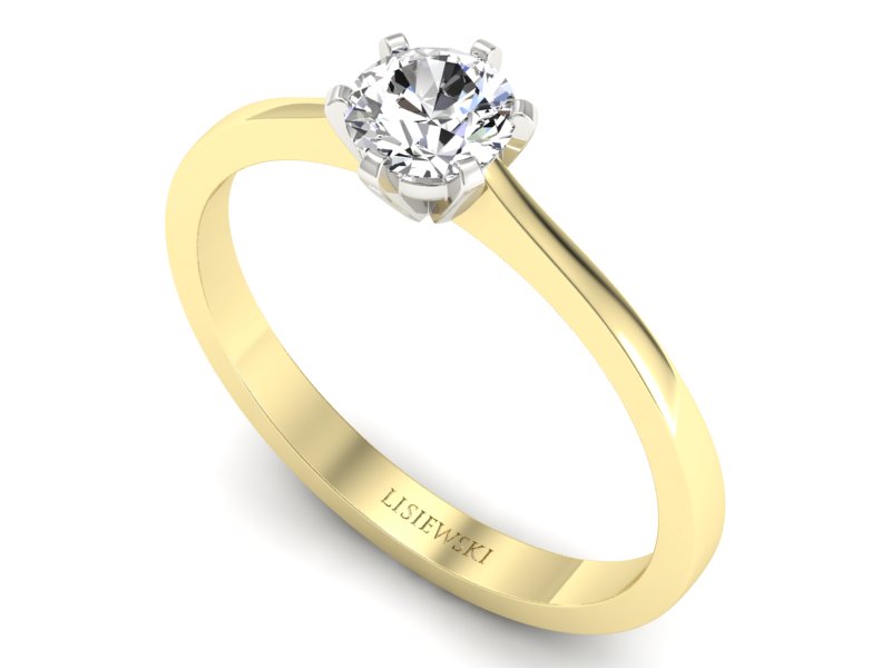 Złoty pierścionek z brylantem dwukolorowe złoto - p15003zb - 3