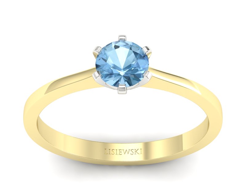 Złoty pierścionek z topazem dwukolorowe złoto - p15003zba - 1