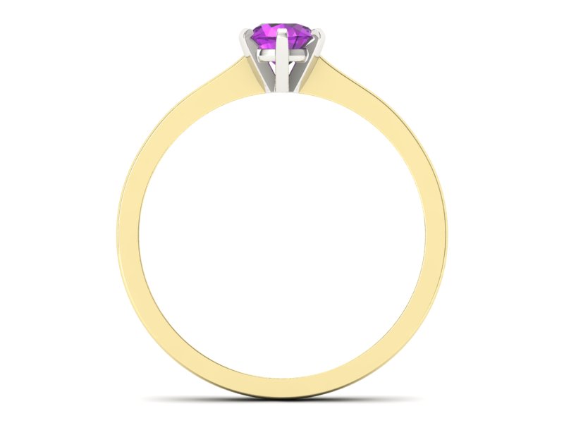 Złoty pierścionek z ametystem dwukolorowe złoto - p15003zbat - 2
