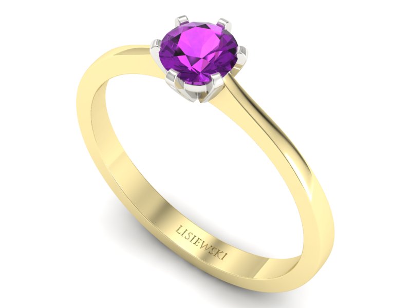 Złoty pierścionek z ametystem dwukolorowe złoto - p15003zbat - 3