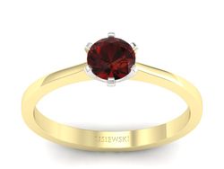 Złoty pierścionek z granatem dwukolorowe złoto - p15003zbgr