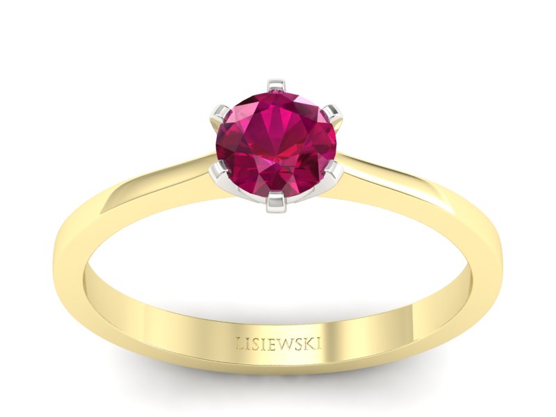 Złoty pierścionek z rubinem dwukolorowe złoto - p15003zbr - 1