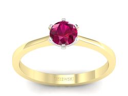 Złoty pierścionek z rubinem dwukolorowe złoto - p15003zbr