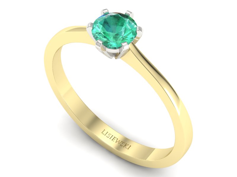 Pierścionek ze szmaragdem żółte i białe złoto - p15003zbsm - 3