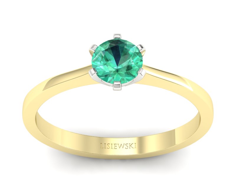 Pierścionek ze szmaragdem żółte i białe złoto - p15003zbsm - 1