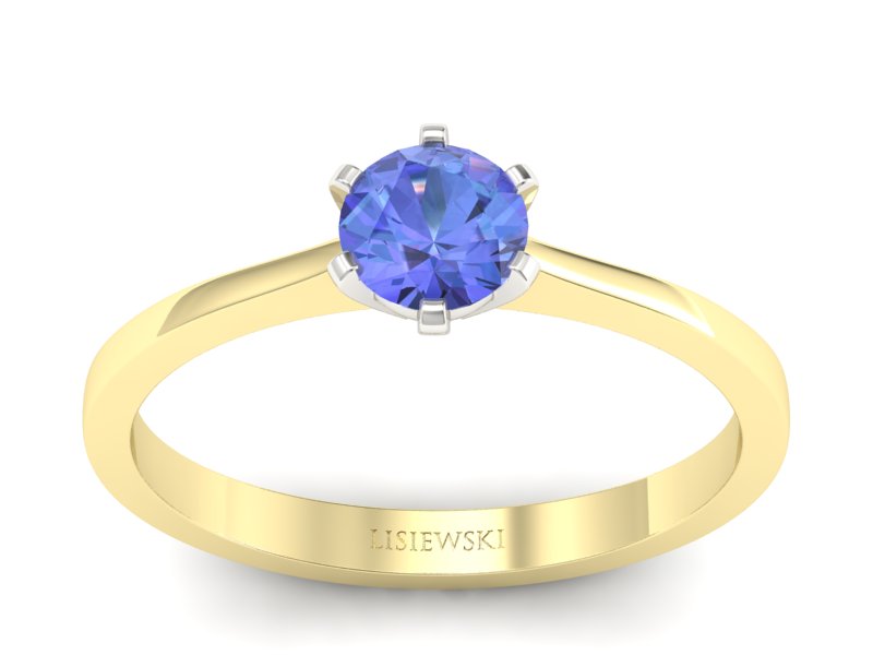Złoty pierścionek z tanzanitem - p15003zbt - 1