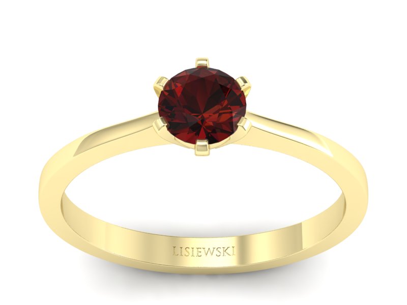 Złoty pierścionek z granatem żółte złoto - p15003zgr - 1
