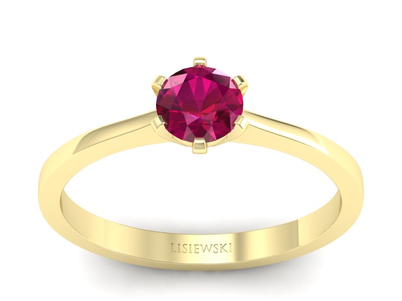 Złoty pierścionek z rubinem żółte złoto - p15003zr - 1
