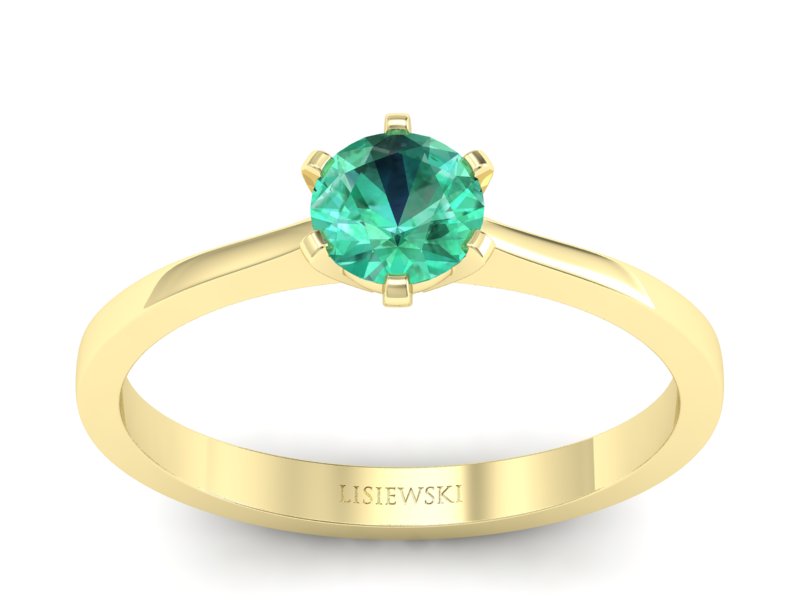 Złoty pierścionek ze szmaragdem żółte złoto - p15003zsm - 1