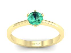 Złoty pierścionek ze szmaragdem żółte złoto - p15003zsm