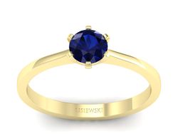 Złoty pierścionek z szafirem żółte złoto - p15003zsz