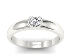 Złoty pierścionek z brylantem białe złoto - P15004b