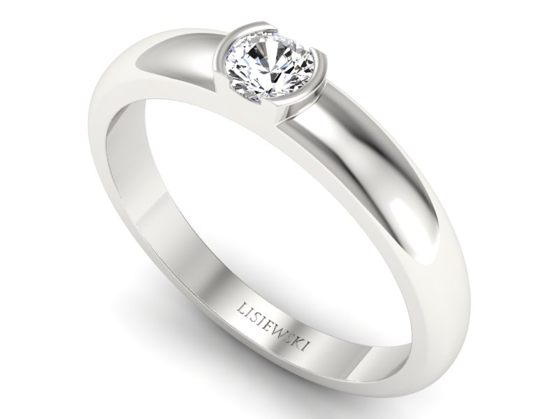 Złoty pierścionek z brylantem białe złoto - P15004b