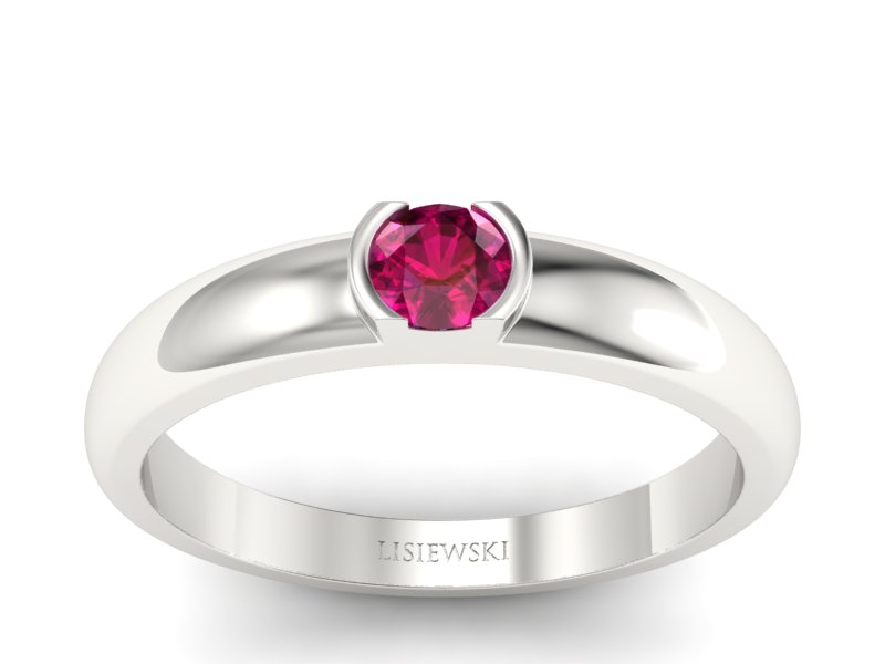 Złoty pierścionek z rubinem białe złoto - p15004br - 1