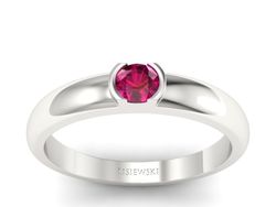 Złoty pierścionek z rubinem białe złoto - p15004br