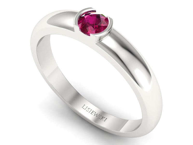 Złoty pierścionek z rubinem białe złoto - p15004br - 3